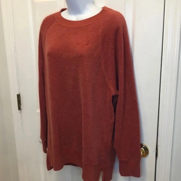 VS PINK Orange Sherpa Pullover Sweatshirt M - Picture 3 of 8